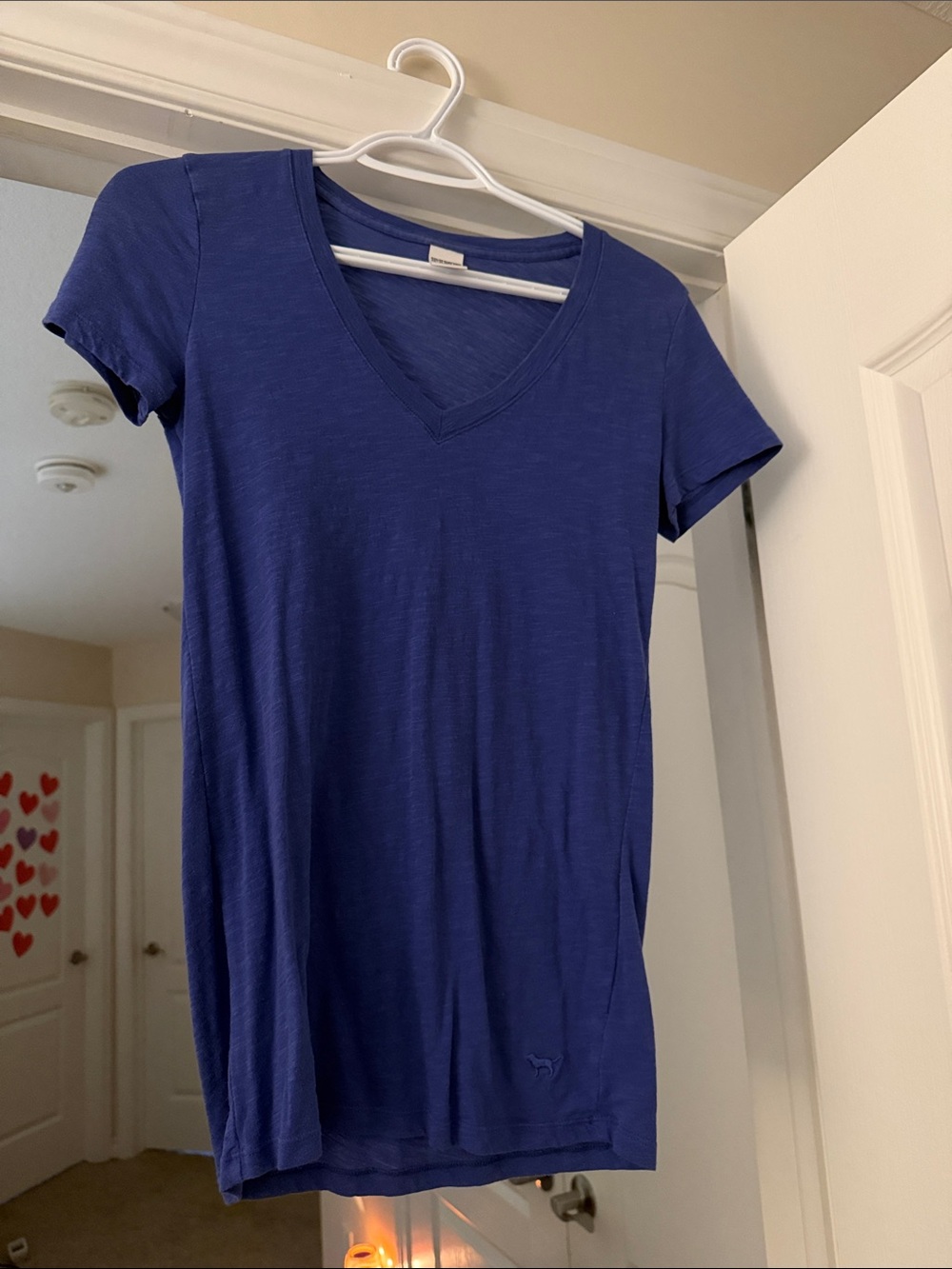 5/$25 PINK Victoria's Secret Deep Blue V-Neck Short Sleeve Tee